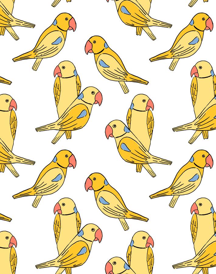 'alexandrine Parakeet' Wallpaper By Tea Collection - Yellow