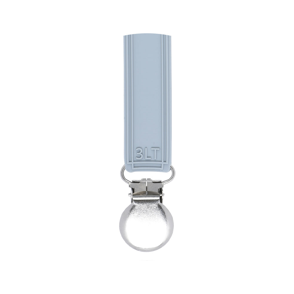 Classic Glacier Blue Gray All Silicone One Piece Pacifier Clip