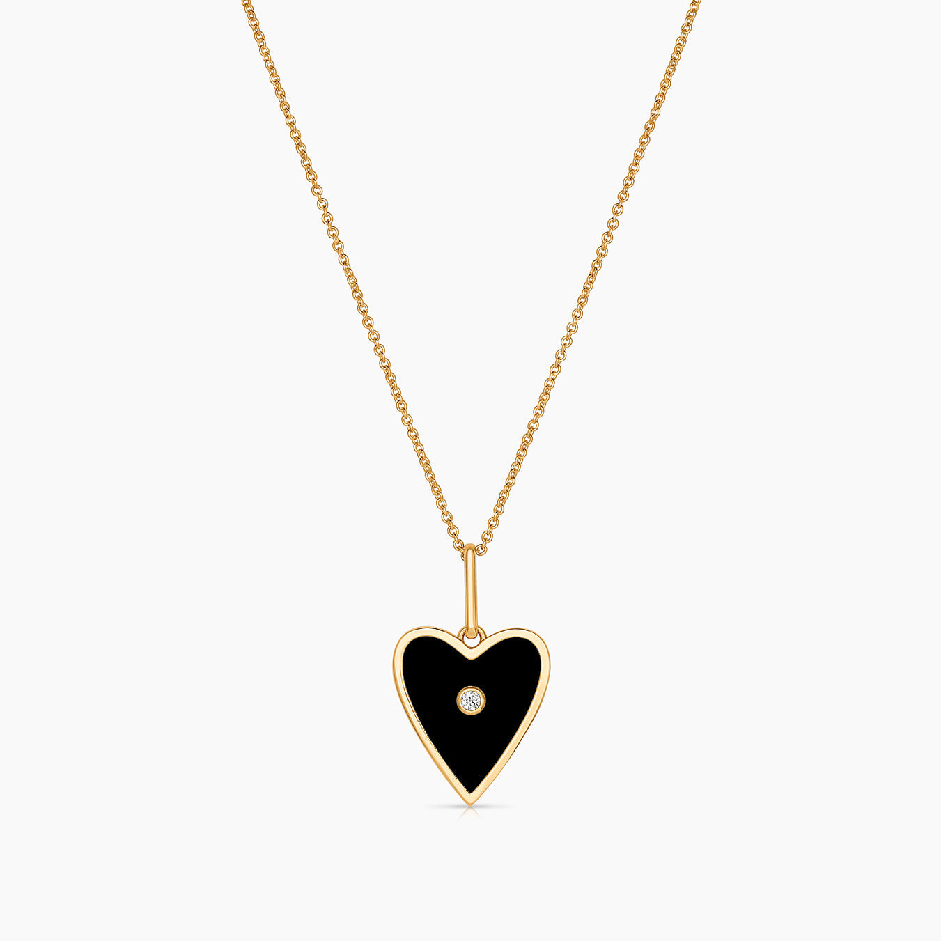 Amaya Heart Black Enamel Necklace