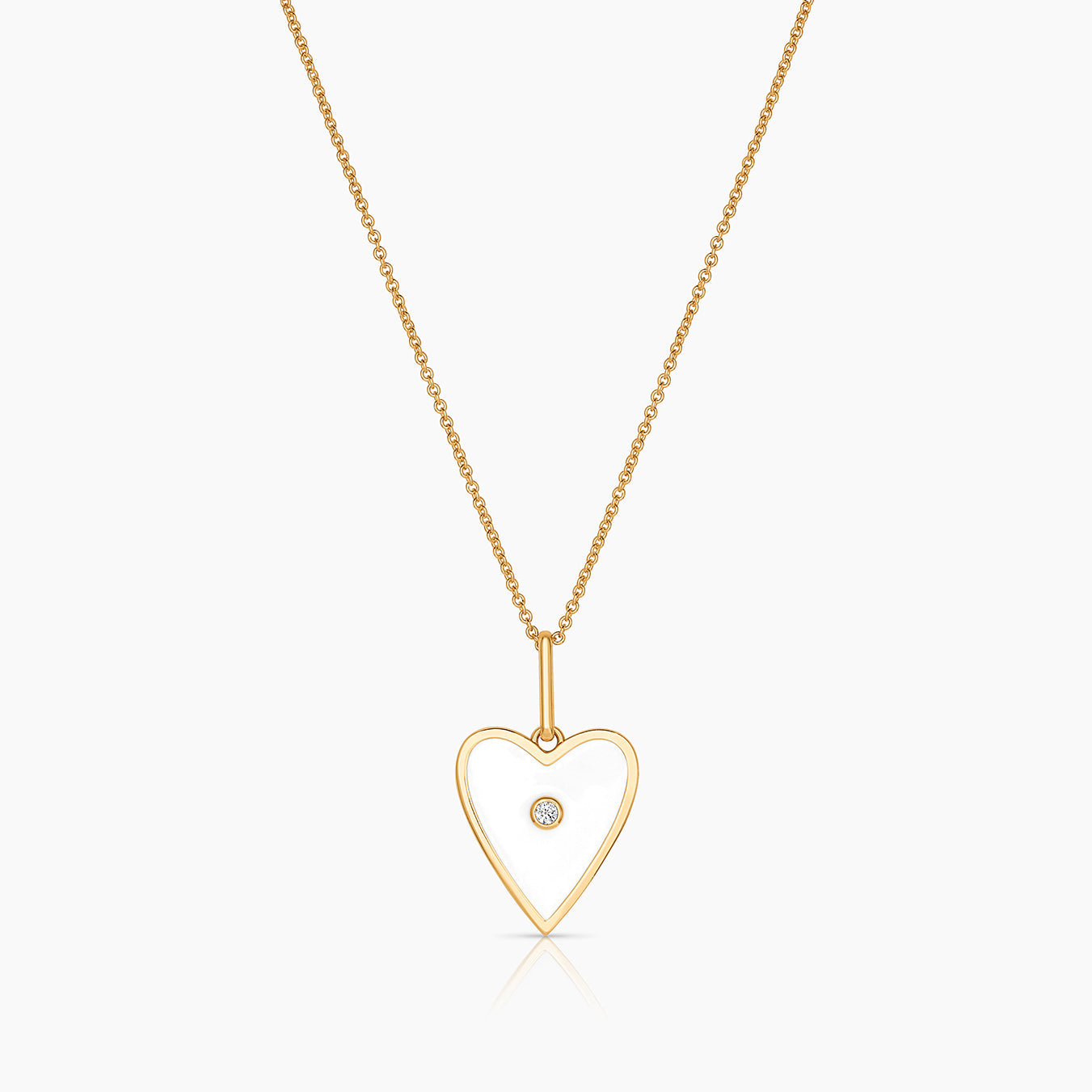 Amaya Heart White Enamel Necklace