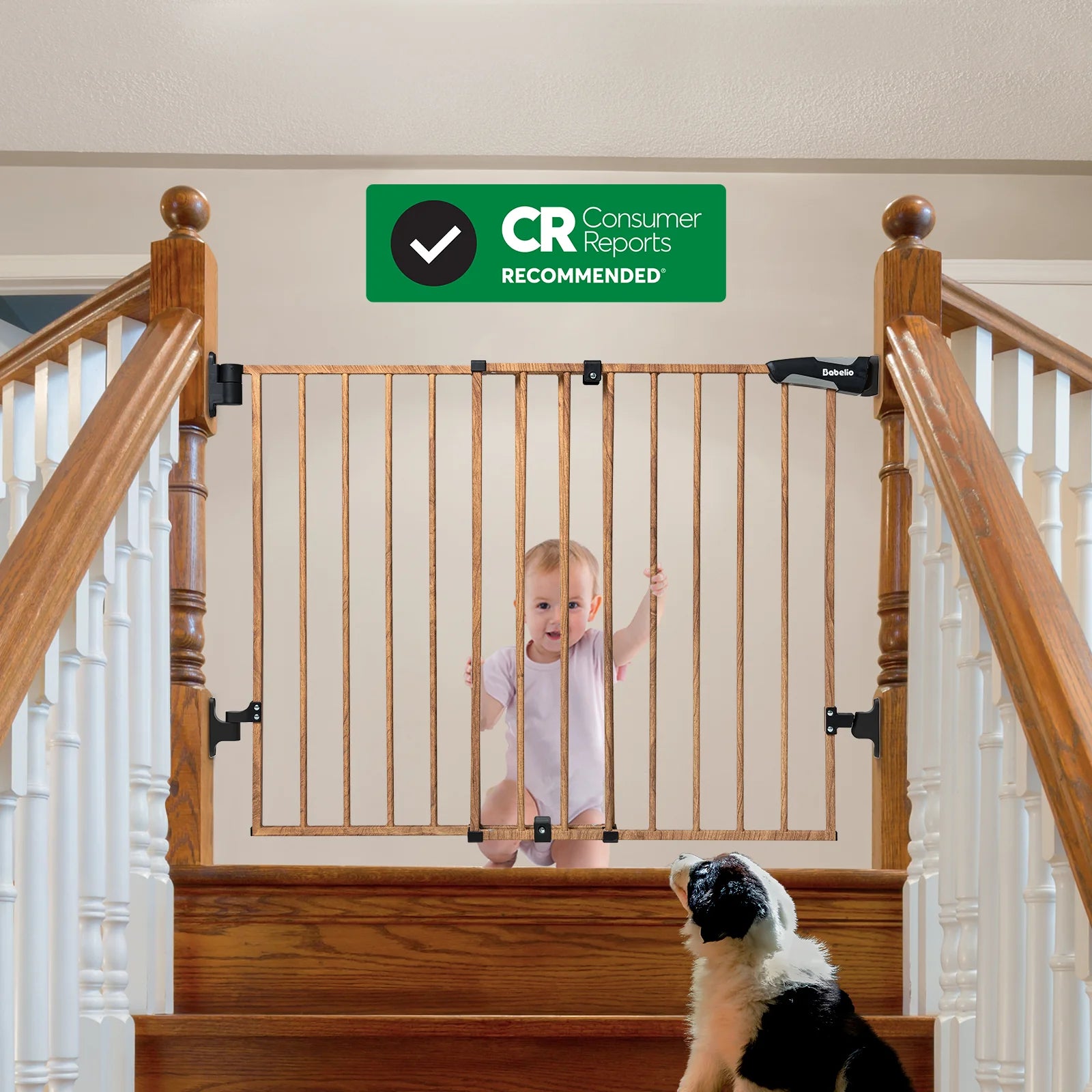 Boundless B17 Wood Pattern | Safety Baby Gate For Stairs