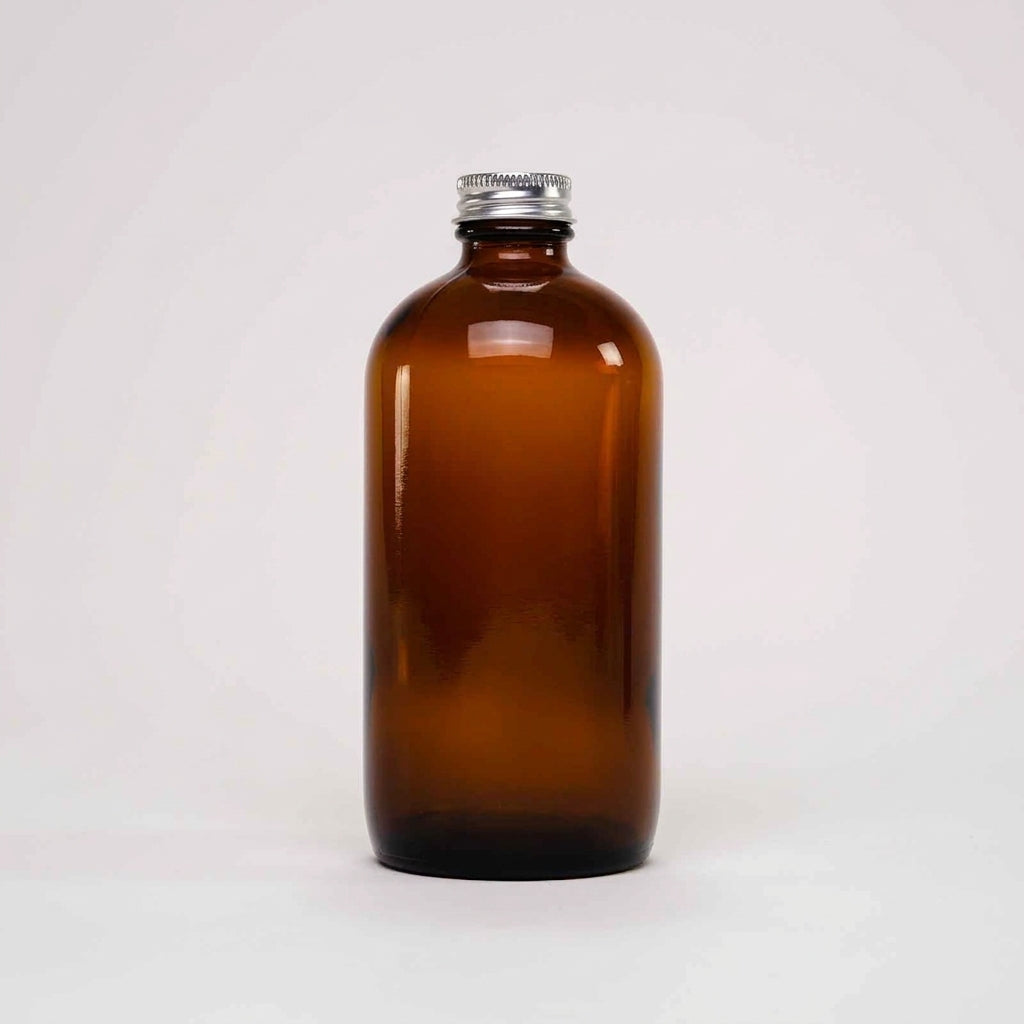 16 Oz Amber Glass Keeper Bottle | Metal Cap