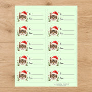 American Bobtail Santa Paws Gift Tag Sticker Sheet