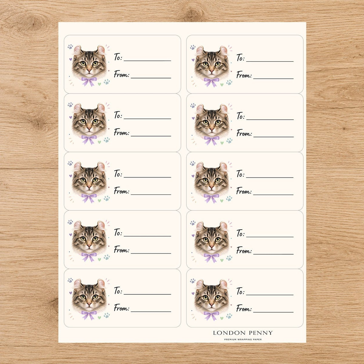 American Wirehair Purrfectly Yours Gift Tag Sticker Sheet