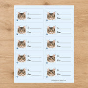 American Curl Pawprint Wishes Gift Tag Sticker Sheet