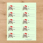 American Wirehair Santa Paws Gift Tag Sticker Sheet