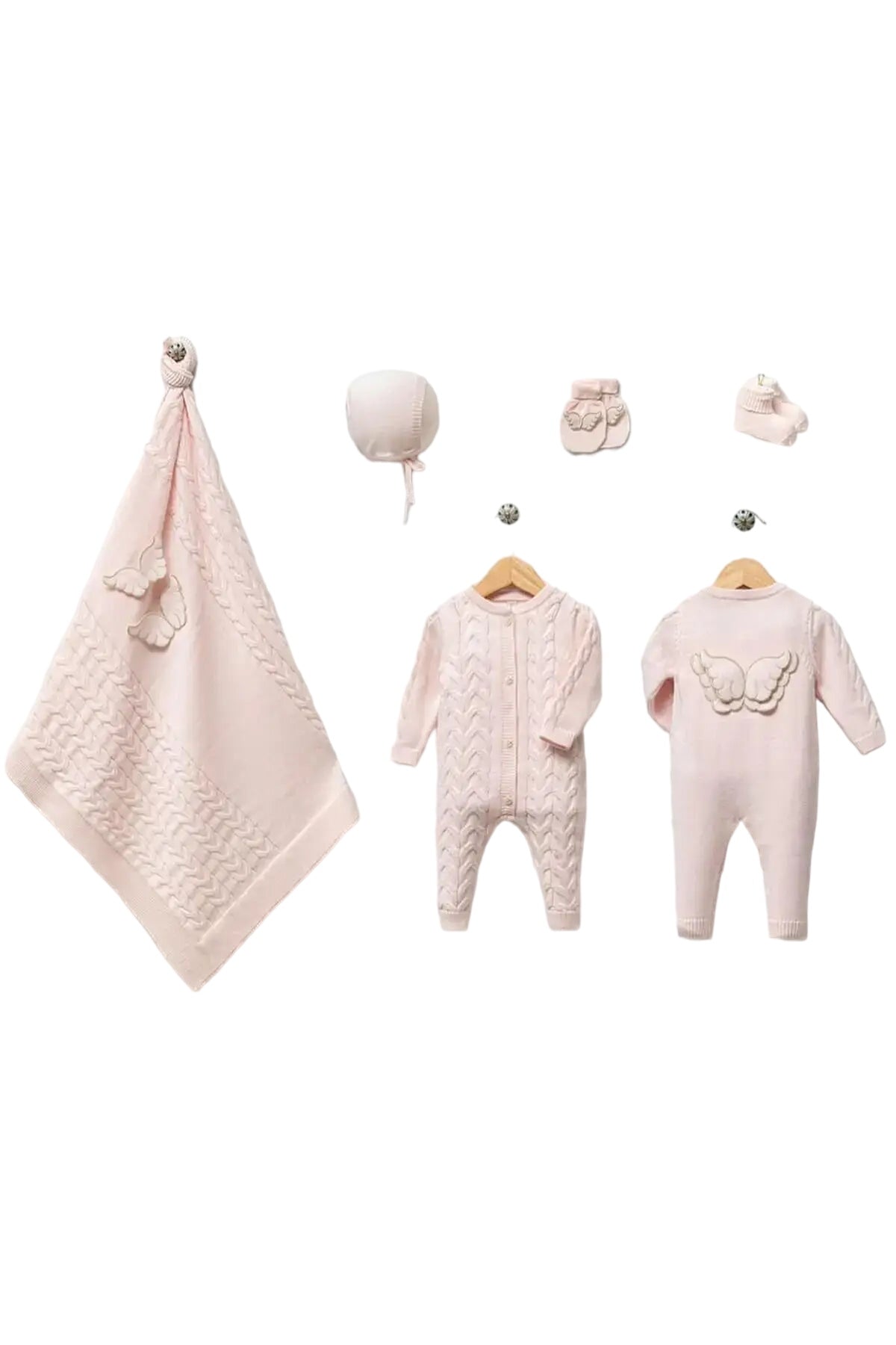 Angel Pink Newborn Knitwear Coming Home Set (5 Pcs)