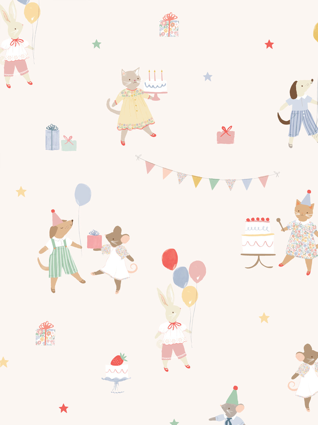 'animal Friends' Gift Wrap By Meri Meri - Cream