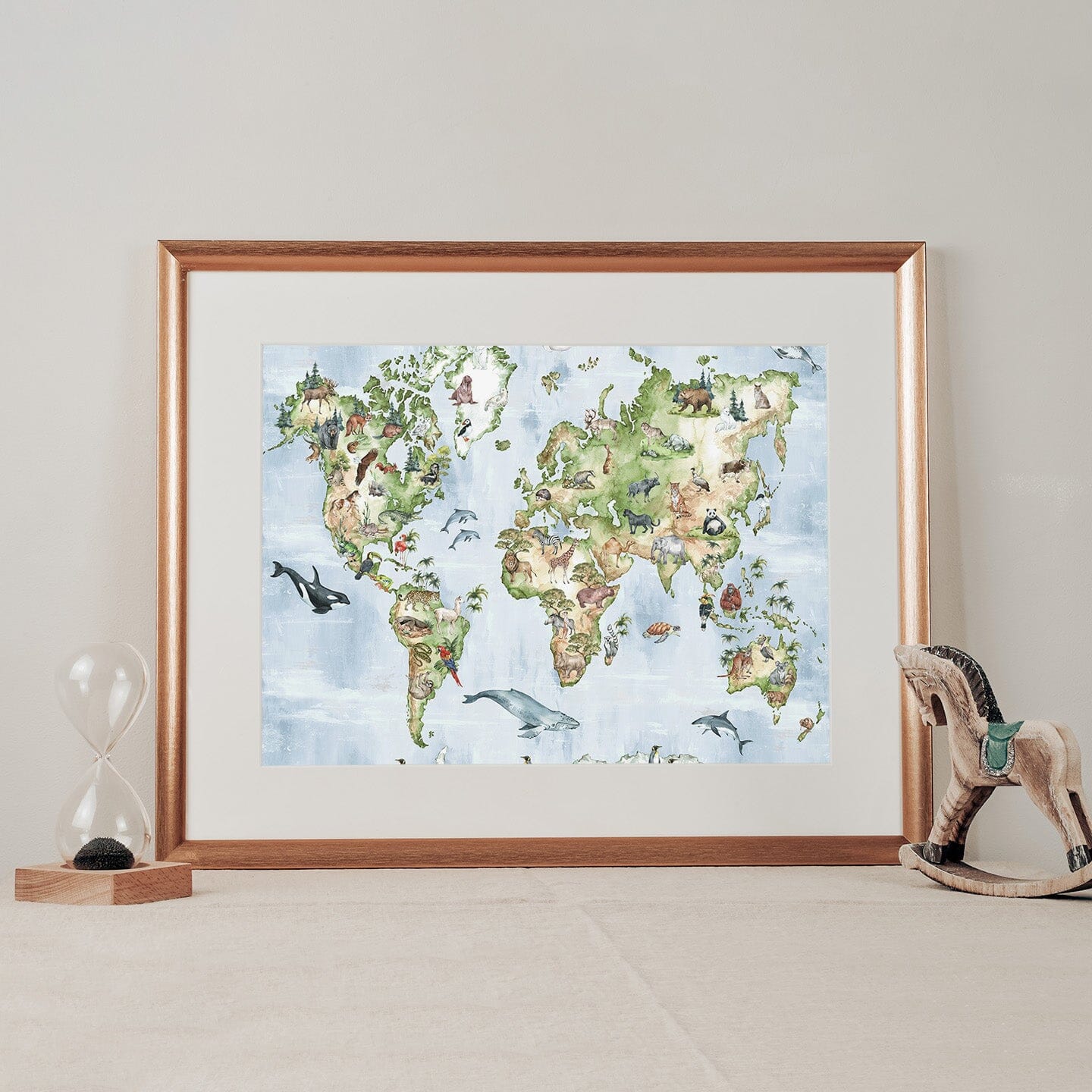 Animal World Map Wall Mural