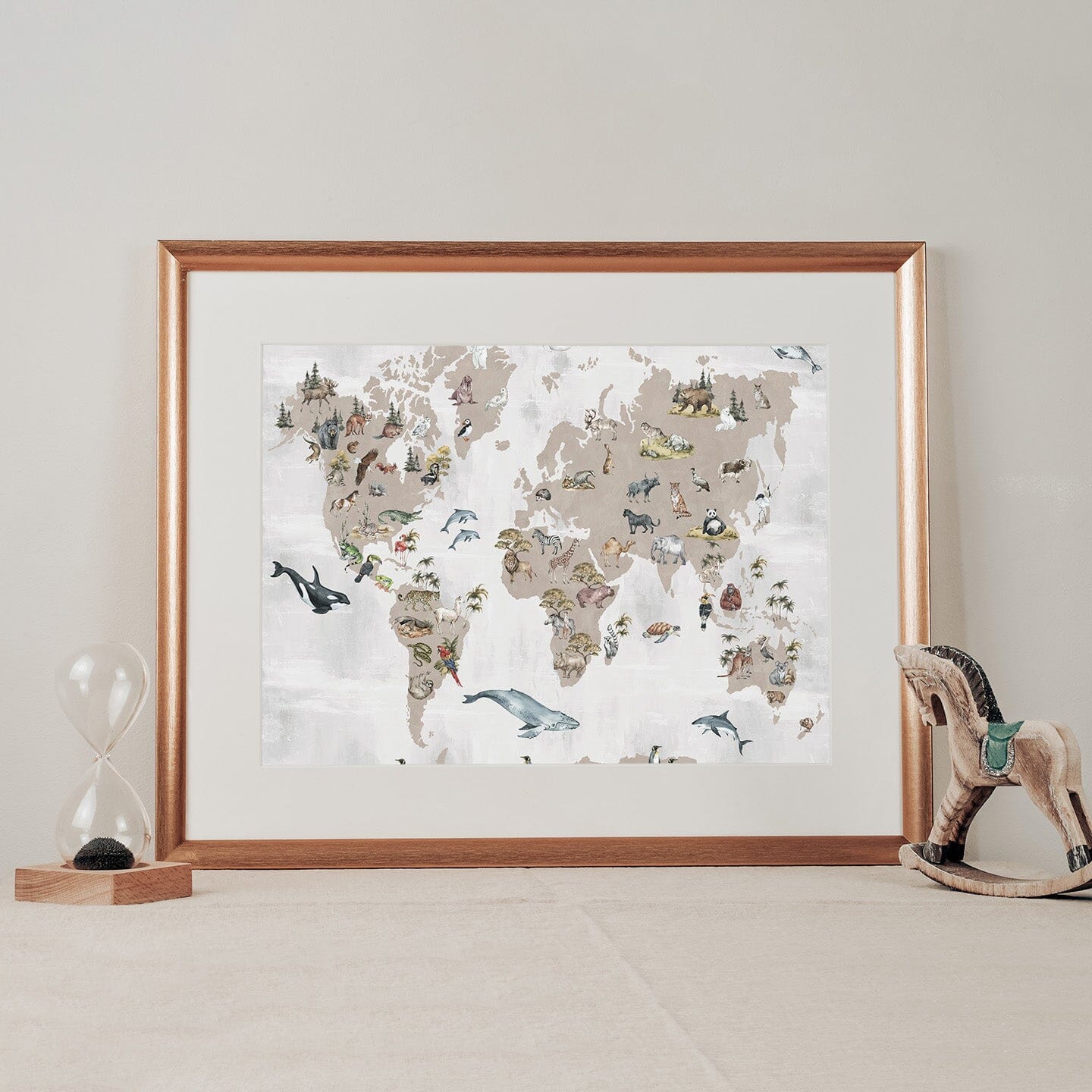 Animal World Map Wall Mural