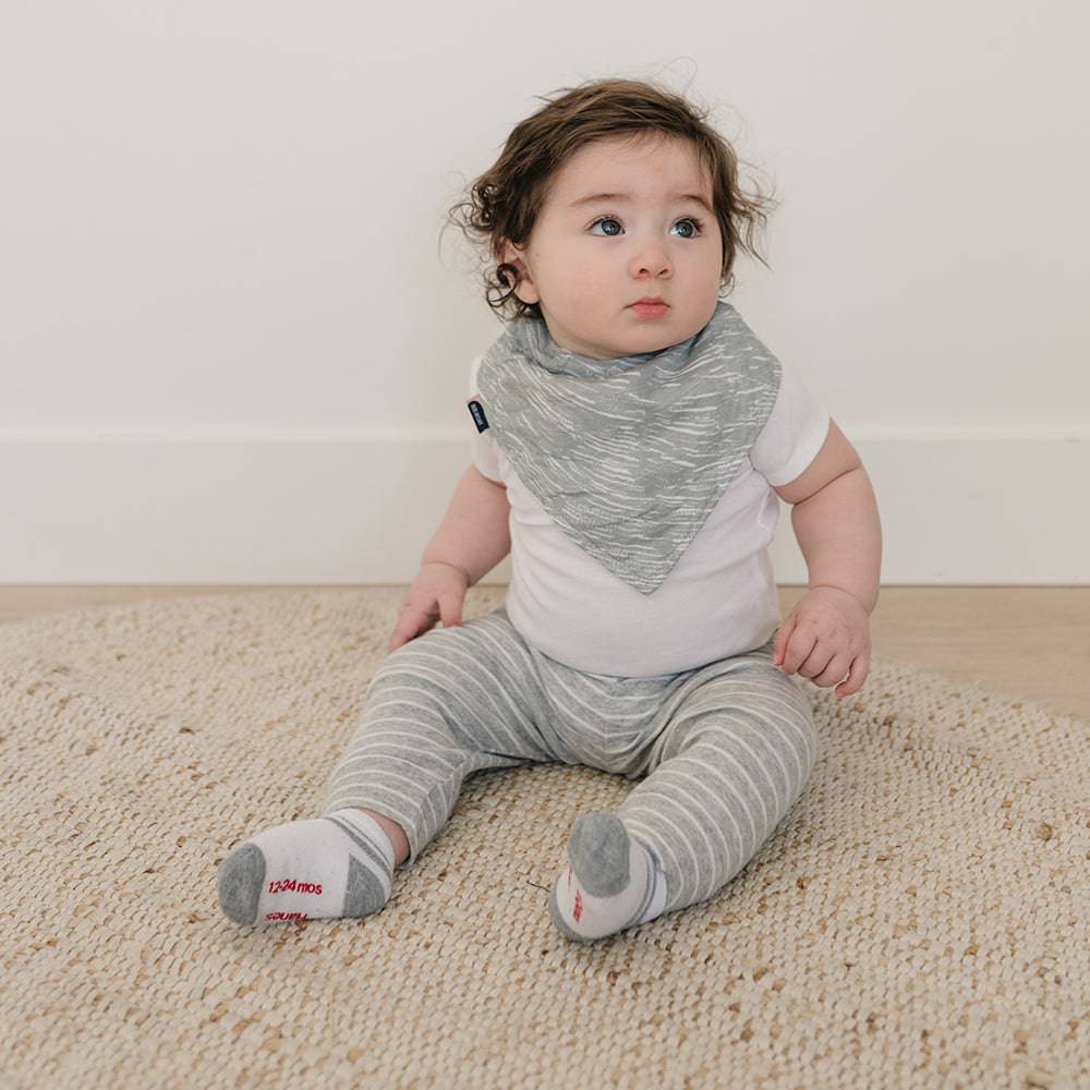 Grey Crayon Muslin Bandana Bib