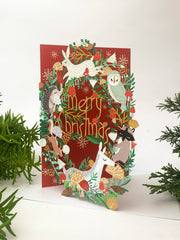 Animal Wreath Lasercut Christmas Card