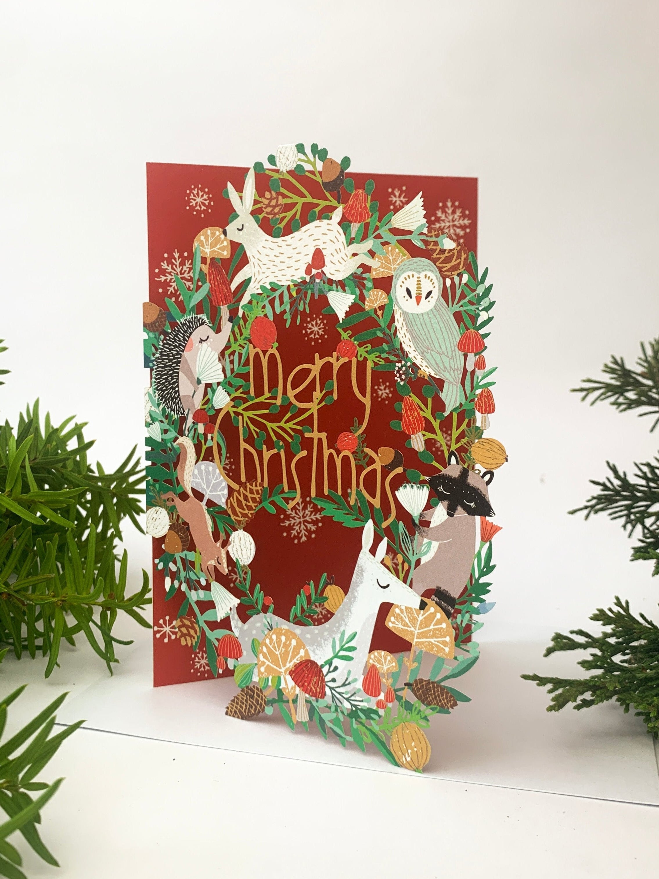 Animal Wreath Lasercut Christmas Card