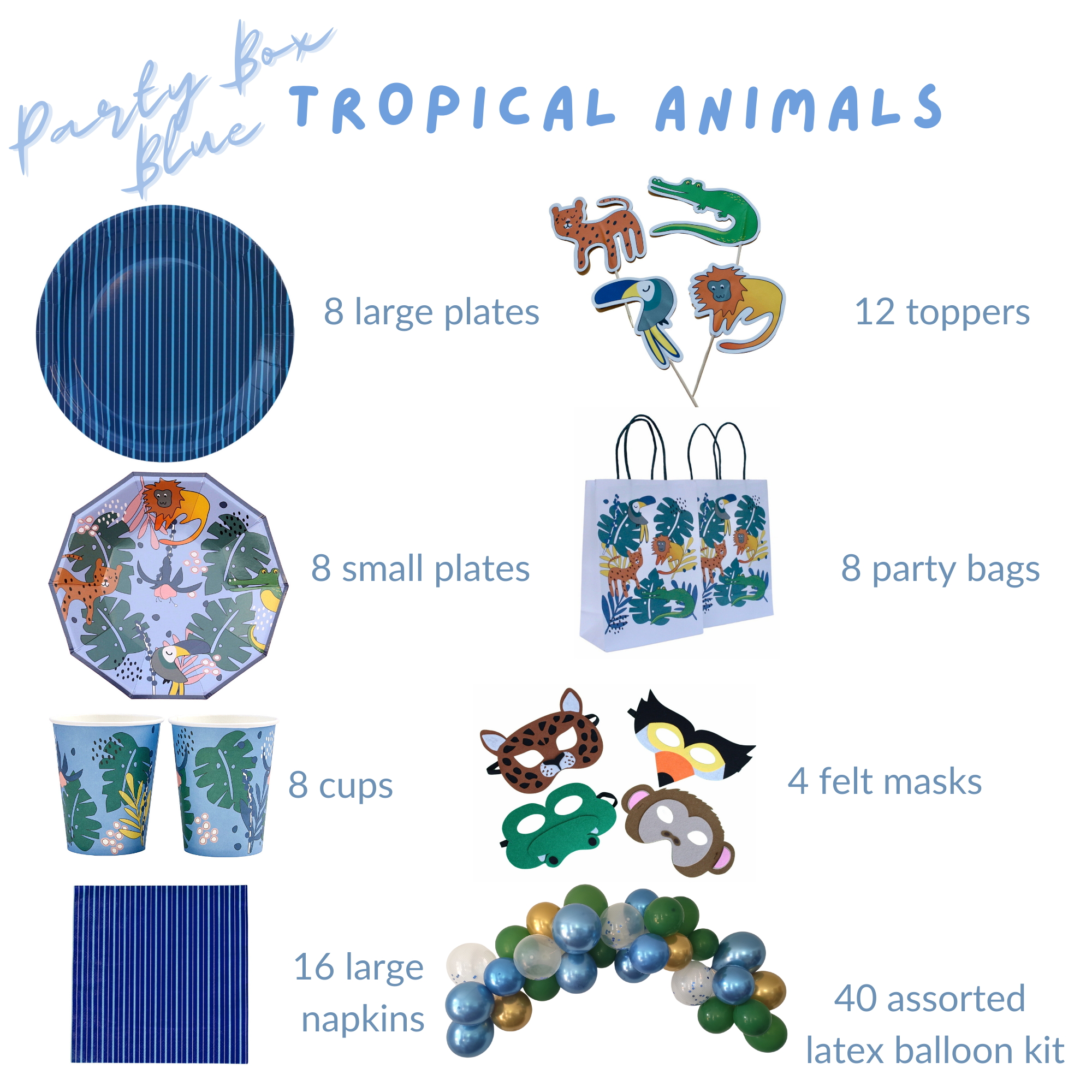 Tropical Animals Party Supplies In A Box