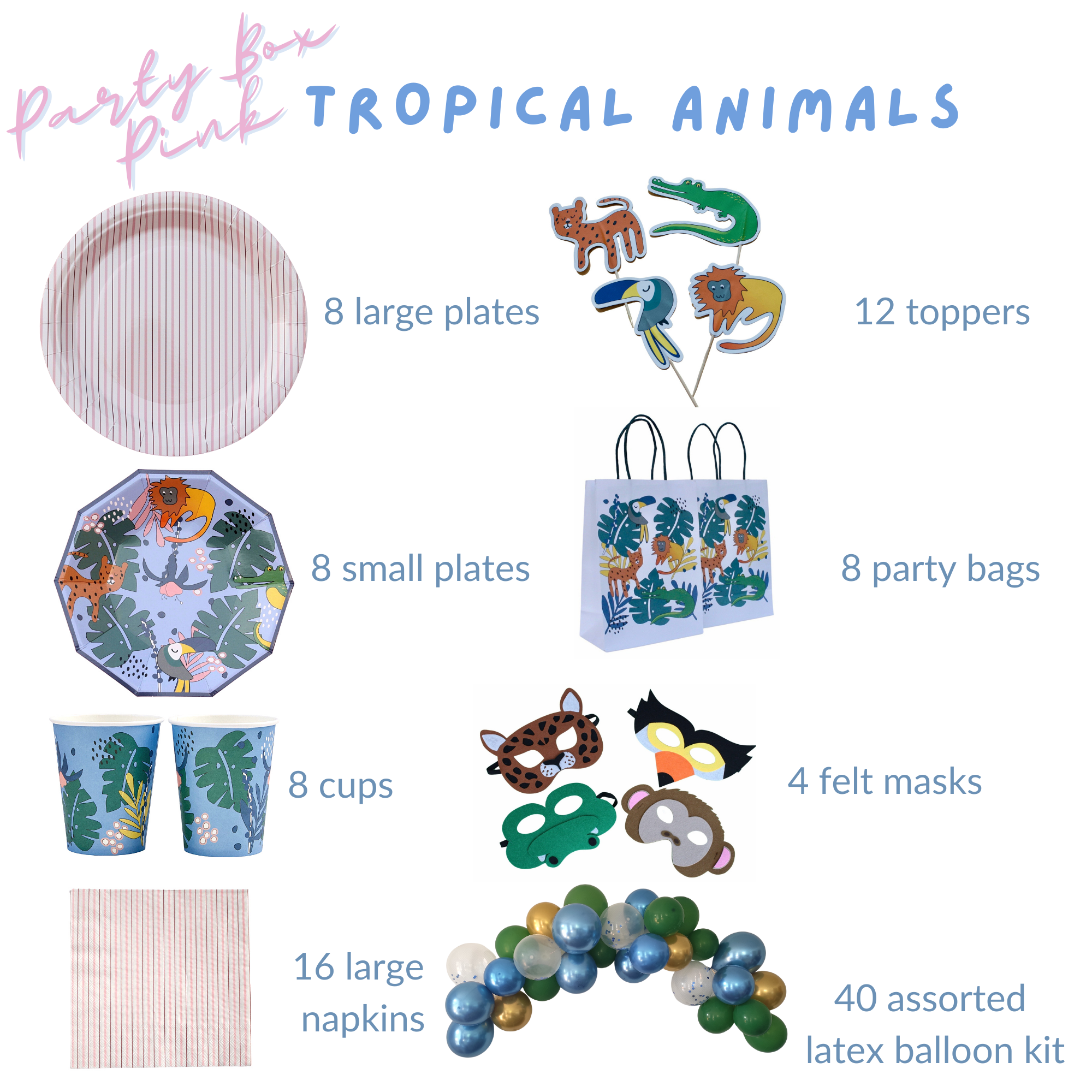 Tropical Animals Party Supplies In A Box