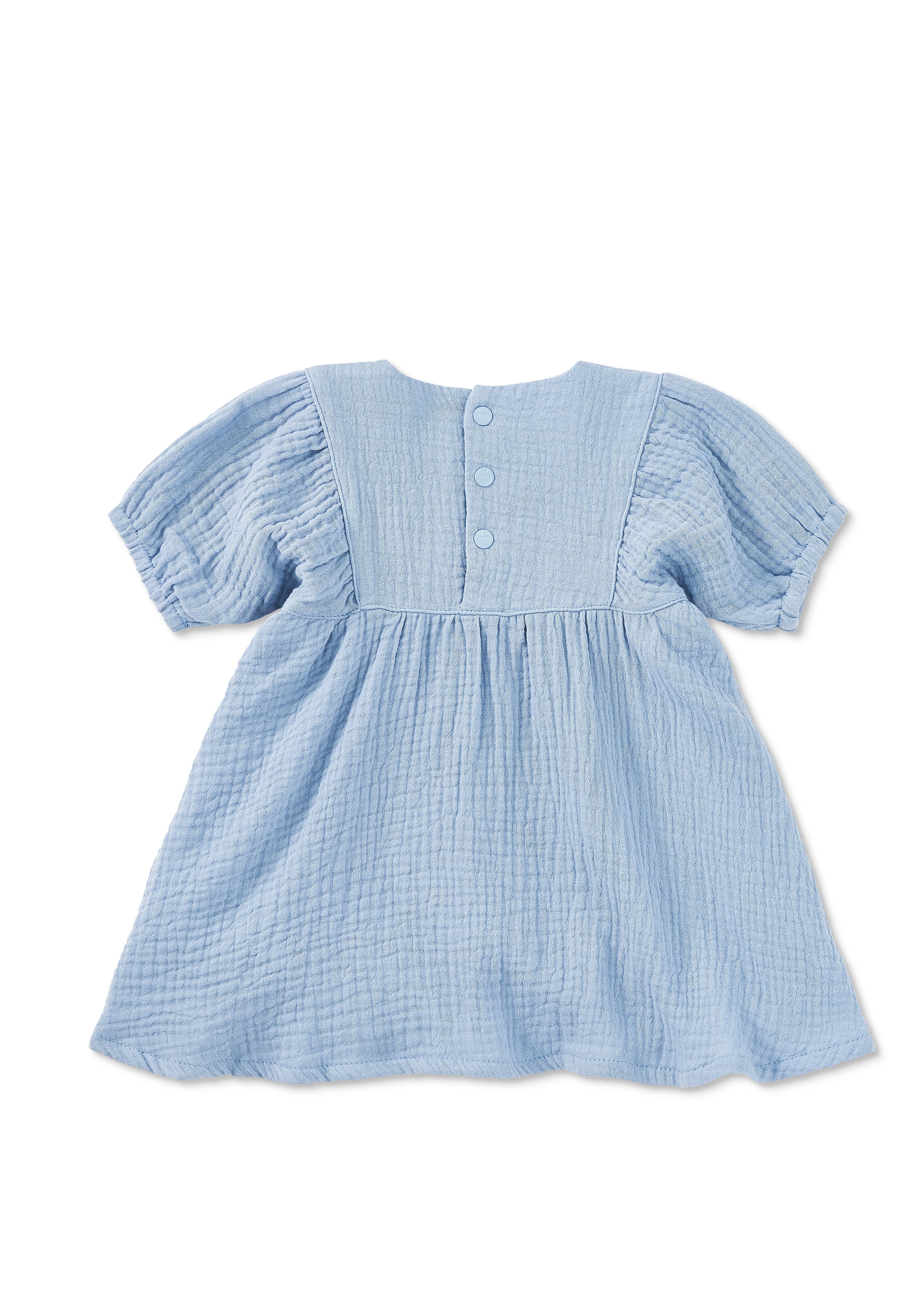 Dress With Puff Sleeves - Blue