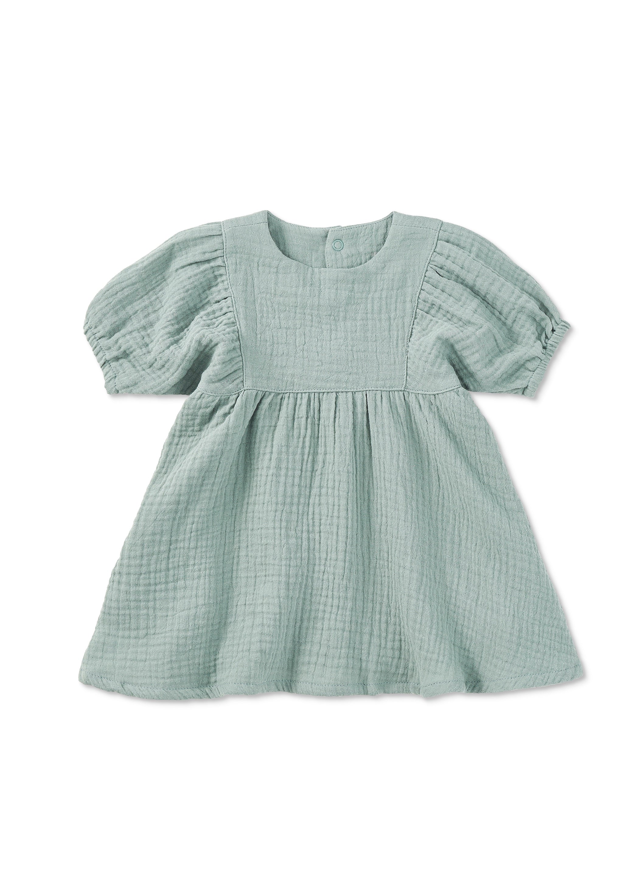 Dress With Puff Sleeves - Teal