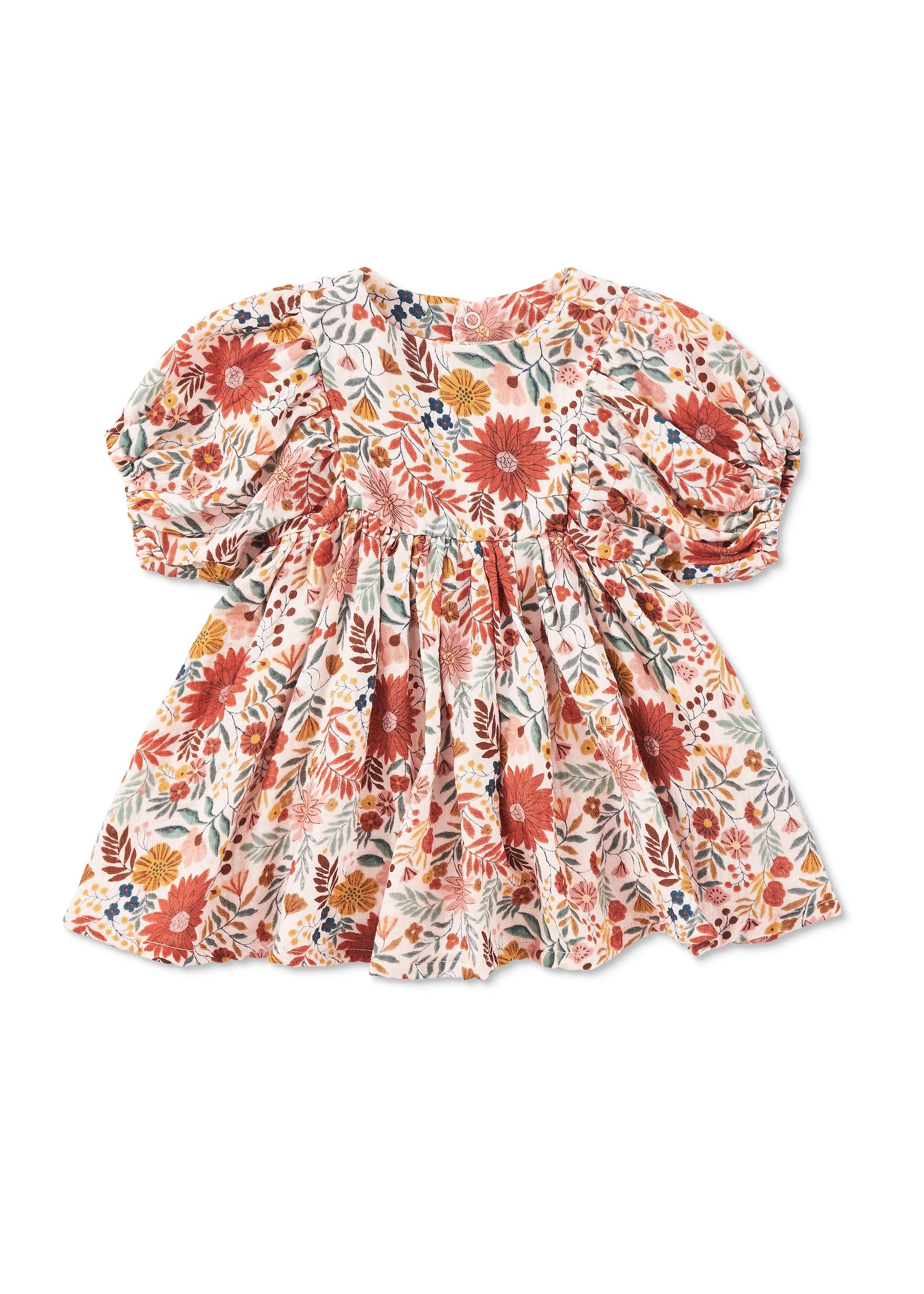 Dress With Puff Sleeves - Zinnia Bloom