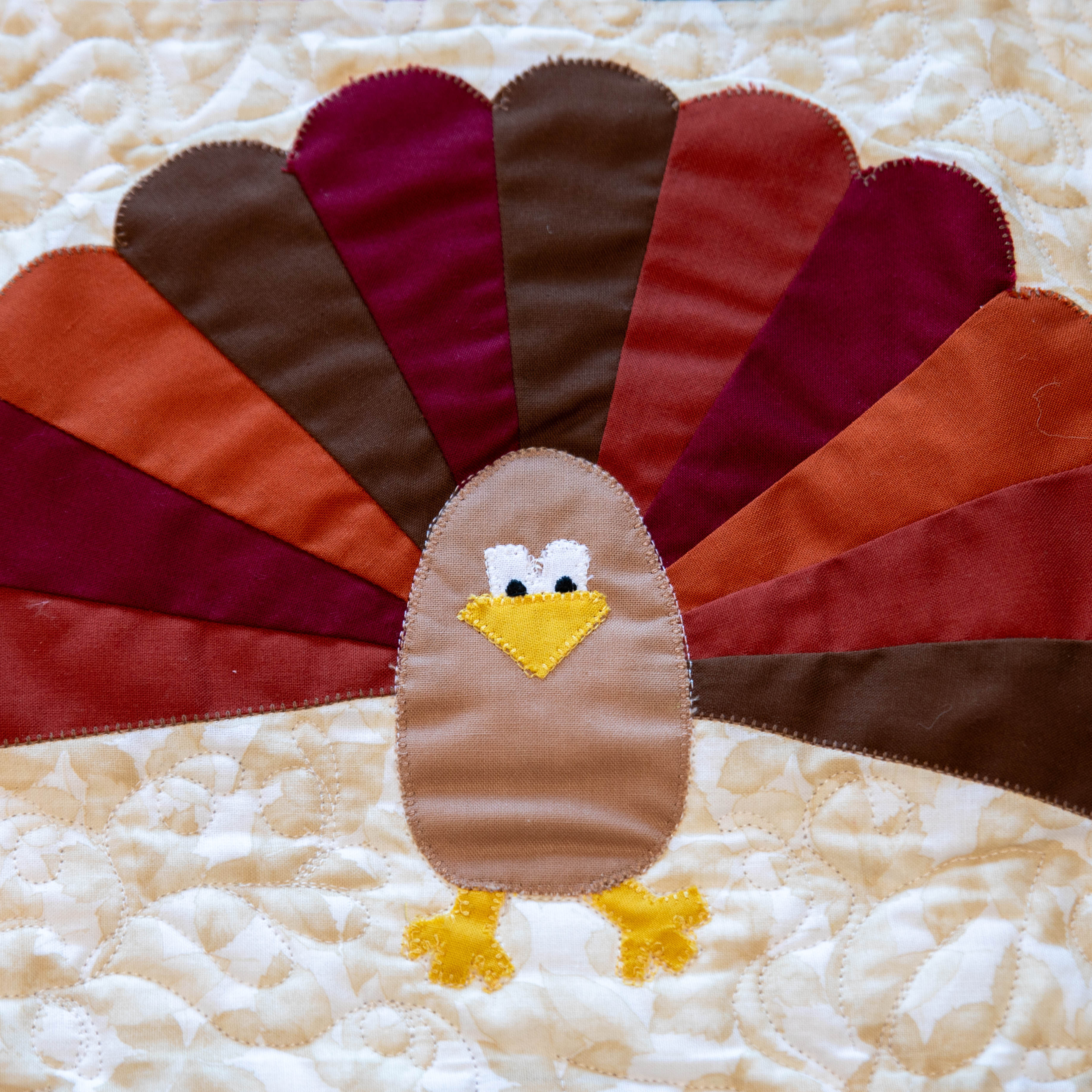 Turkey Thanksgiving Quilted Table Runner Precut Quilt Kit W/ Backing