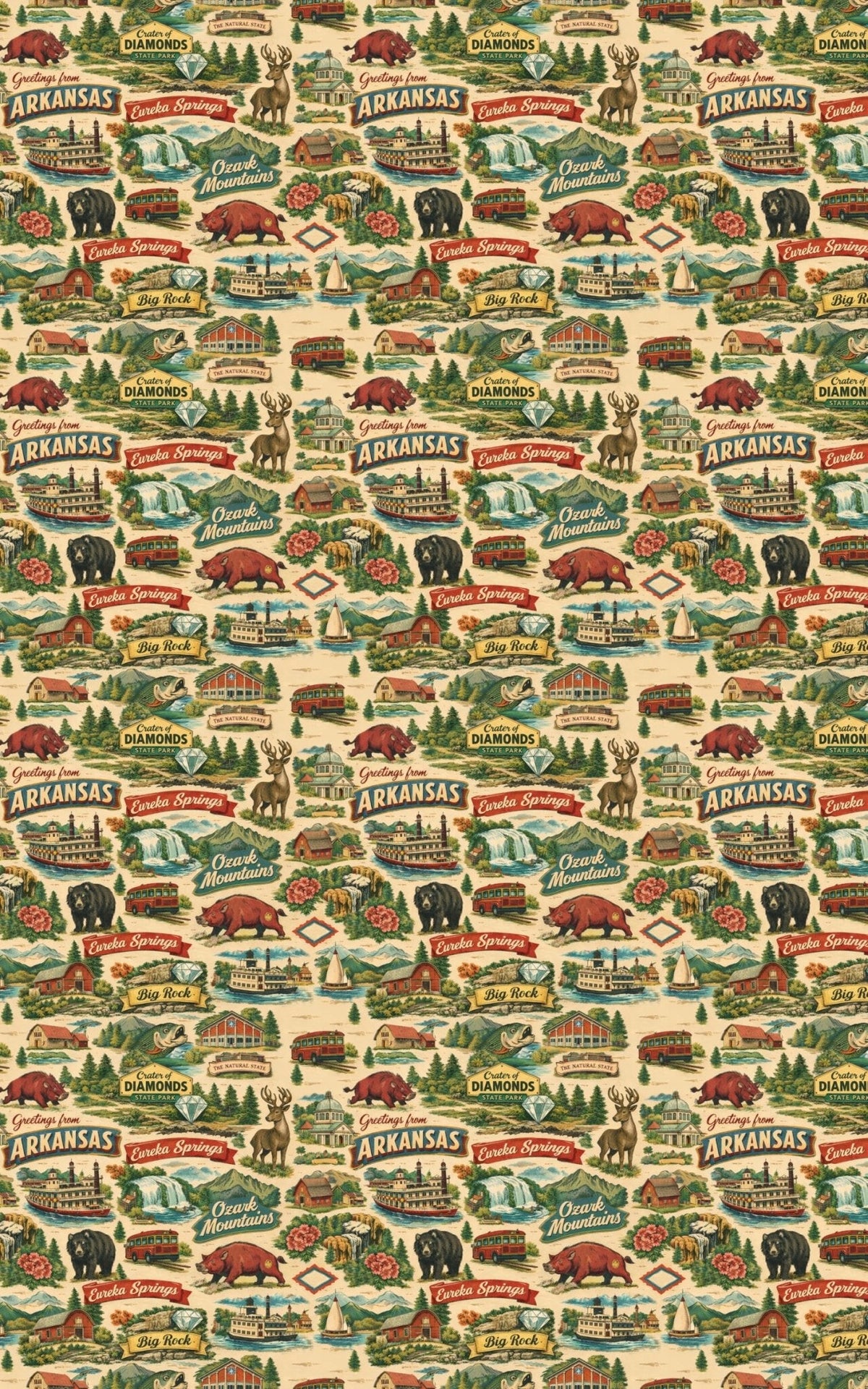 Arkansas Postcard Memories Wrapping Paper