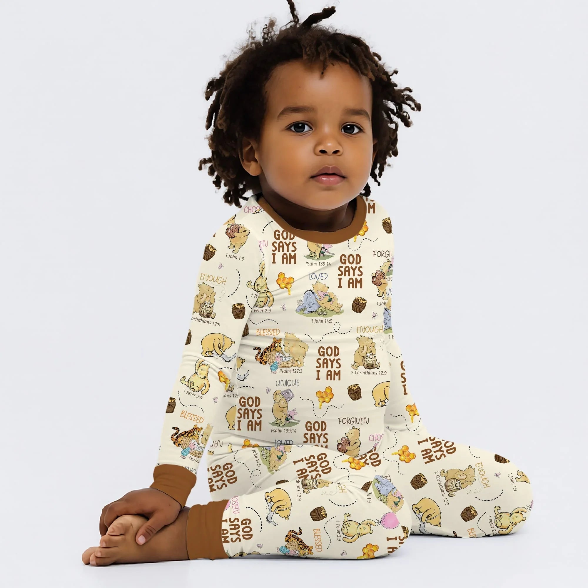 God Says I Am – Little Blessings Bamboo Two Piece Long Sleeve Pajama Set