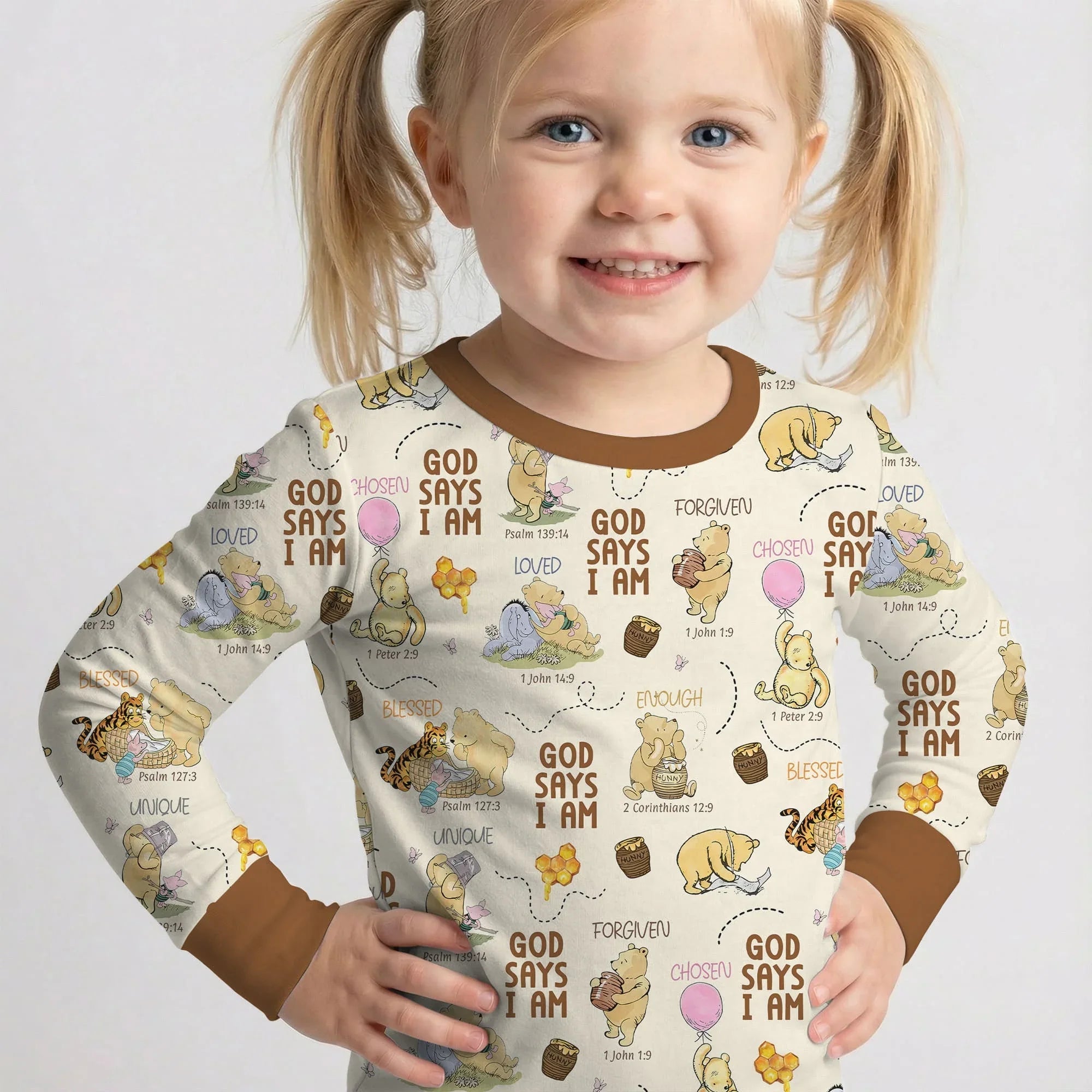God Says I Am – Little Blessings Bamboo Two Piece Long Sleeve Pajama Set