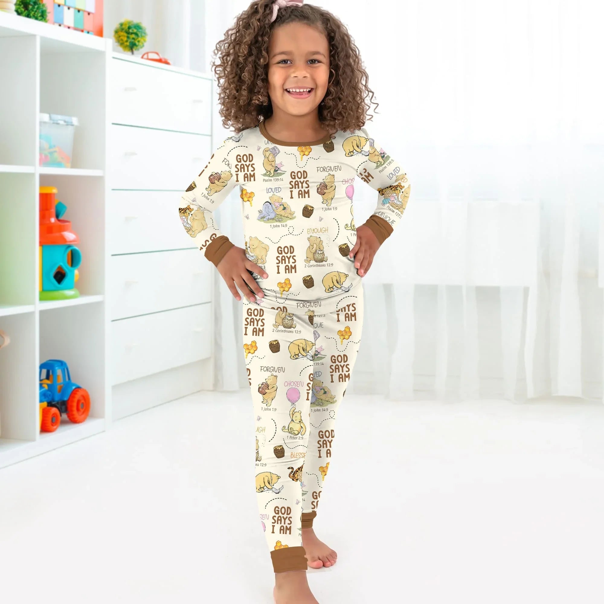 God Says I Am – Little Blessings Bamboo Two Piece Long Sleeve Pajama Set