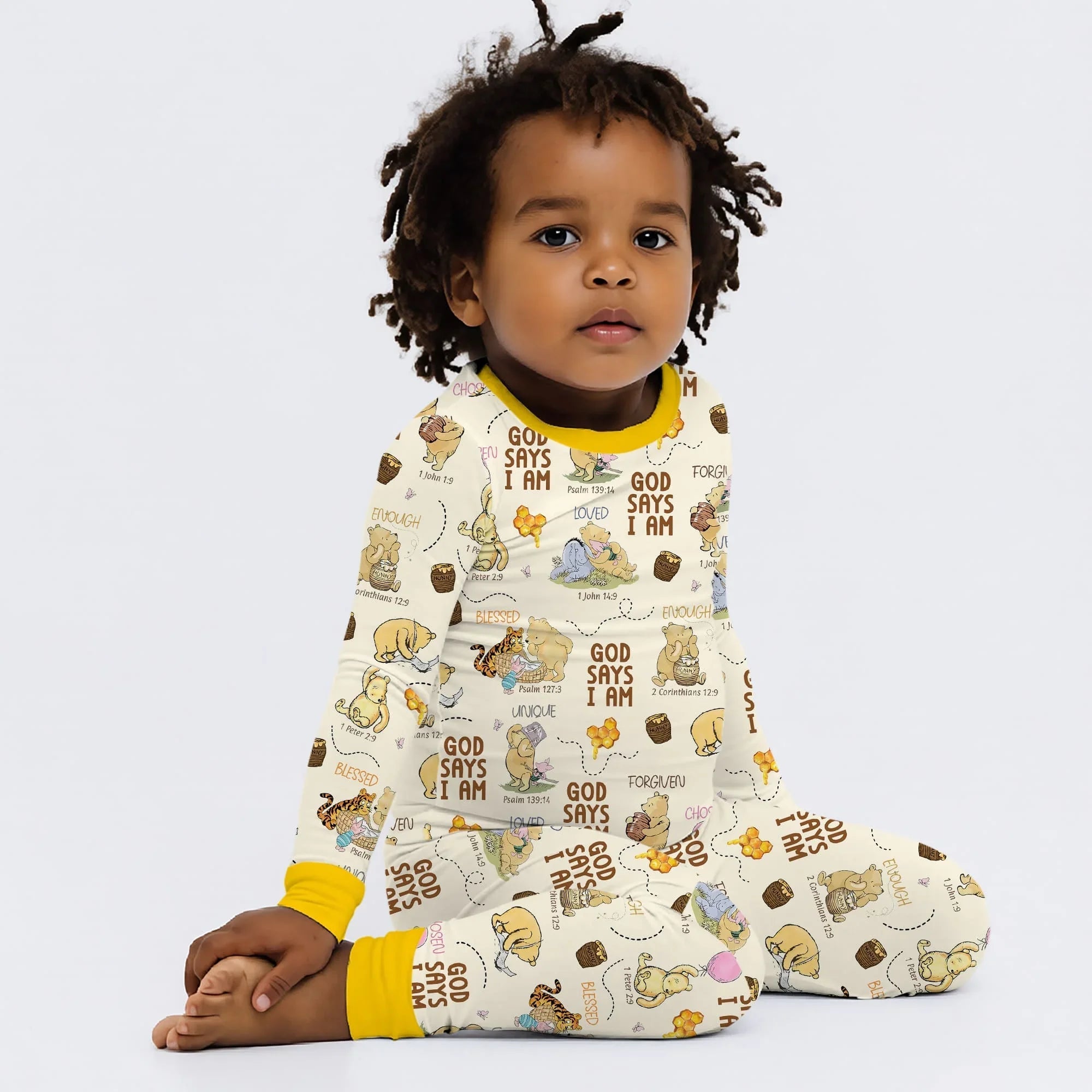 God Says I Am – Little Blessings Bamboo Two Piece Long Sleeve Pajama Set