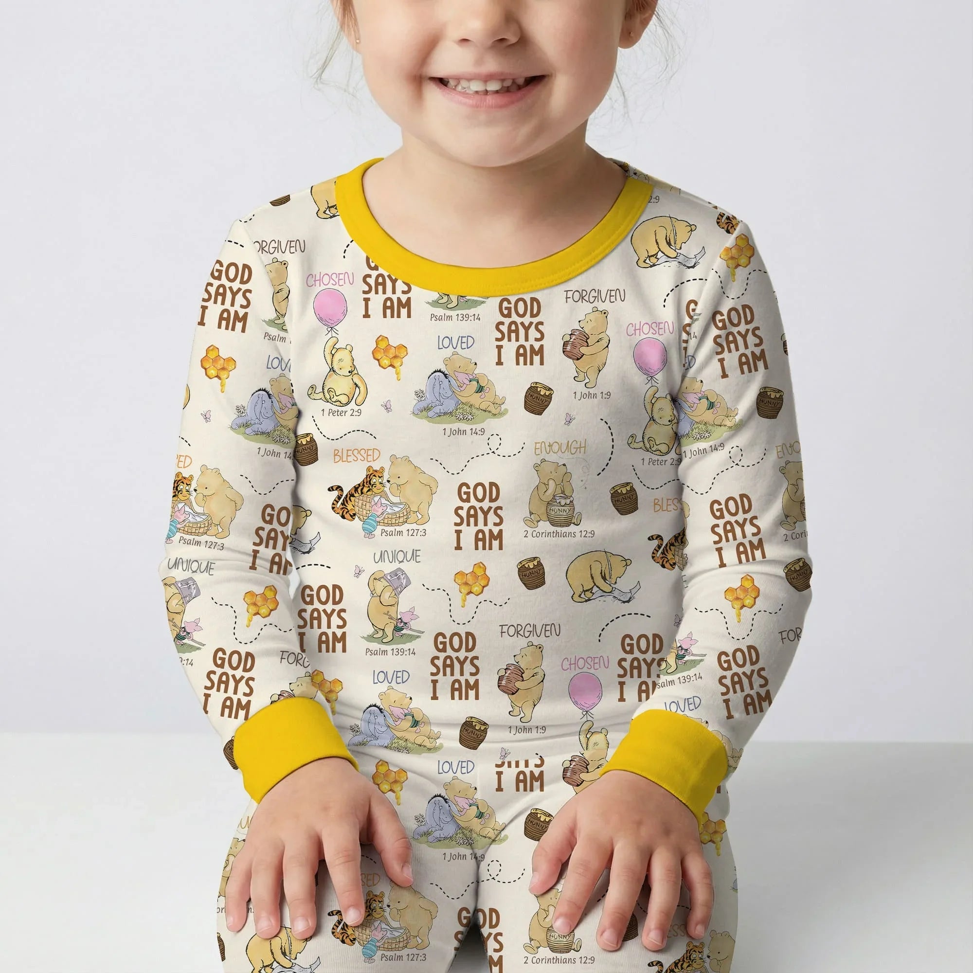God Says I Am – Little Blessings Bamboo Two Piece Long Sleeve Pajama Set
