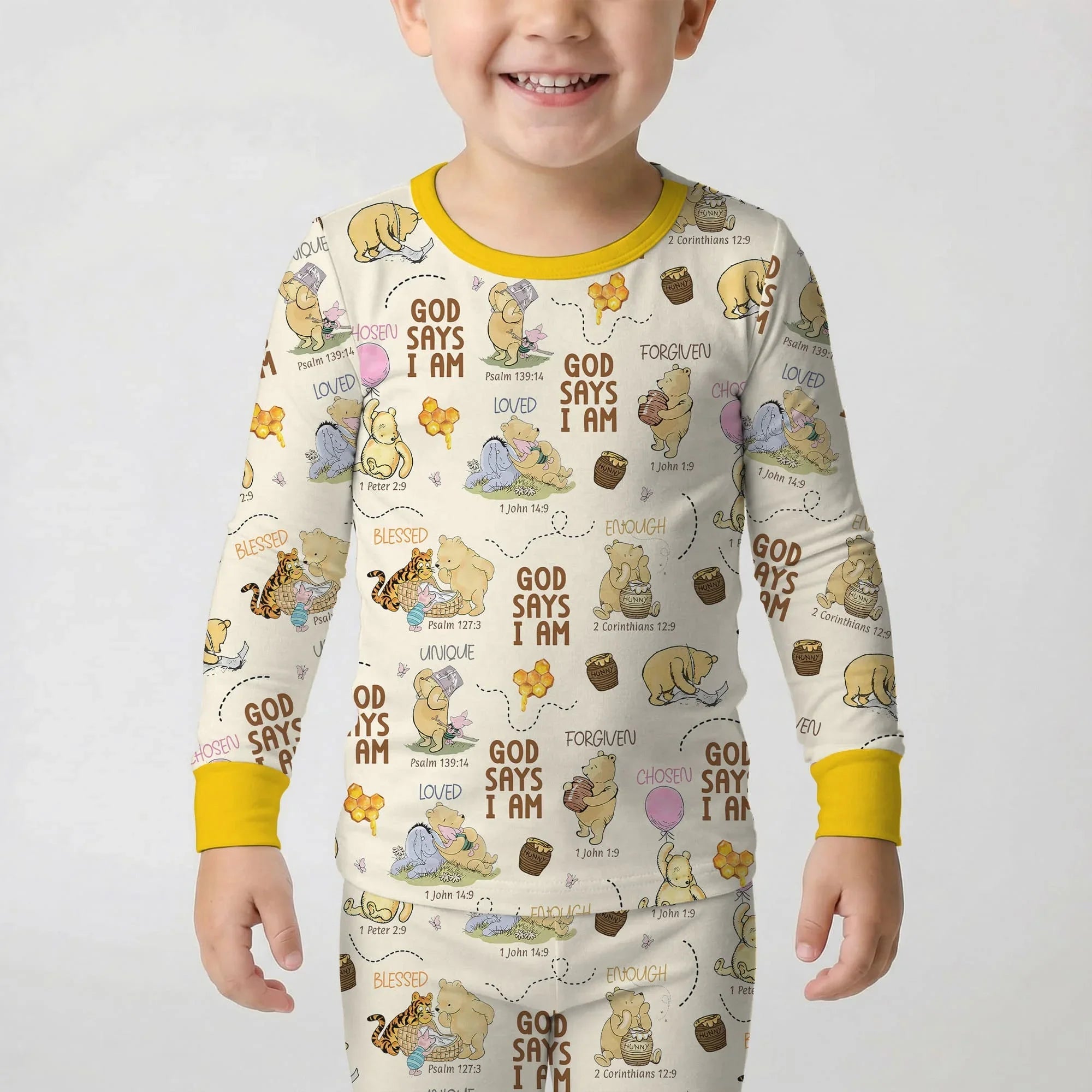 God Says I Am – Little Blessings Bamboo Two Piece Long Sleeve Pajama Set