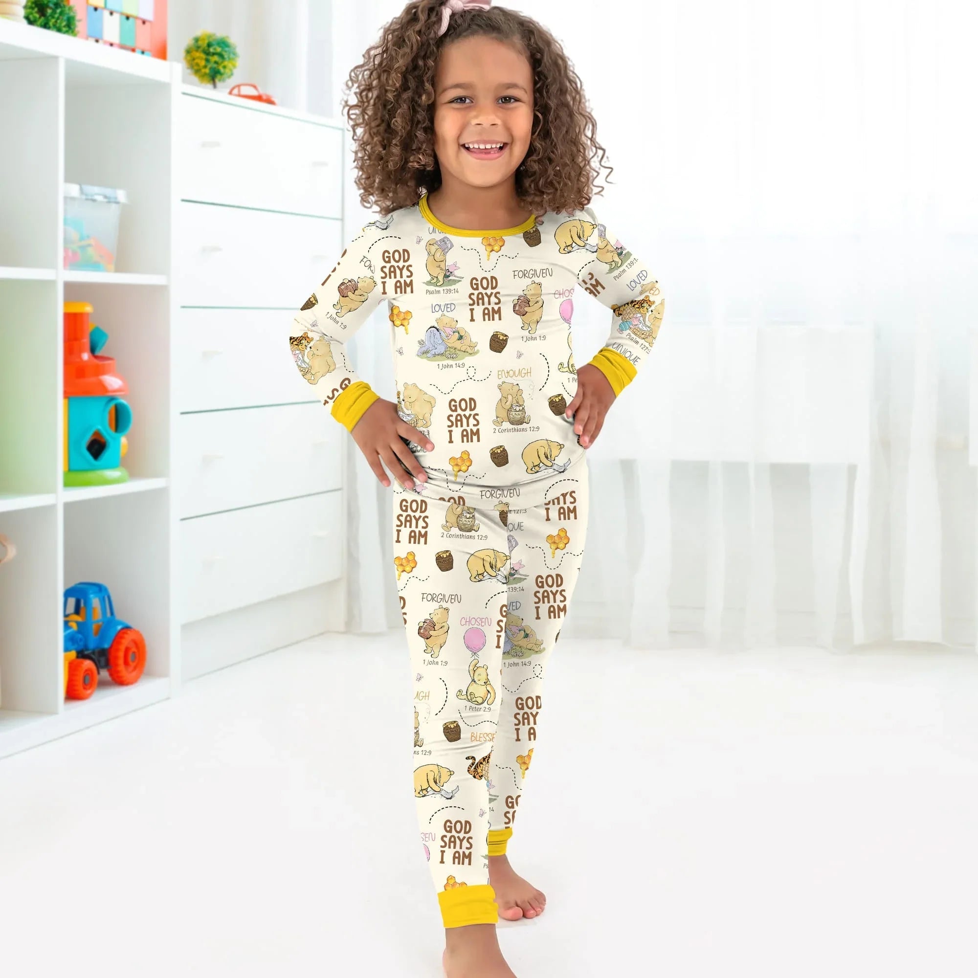 God Says I Am – Little Blessings Bamboo Two Piece Long Sleeve Pajama Set