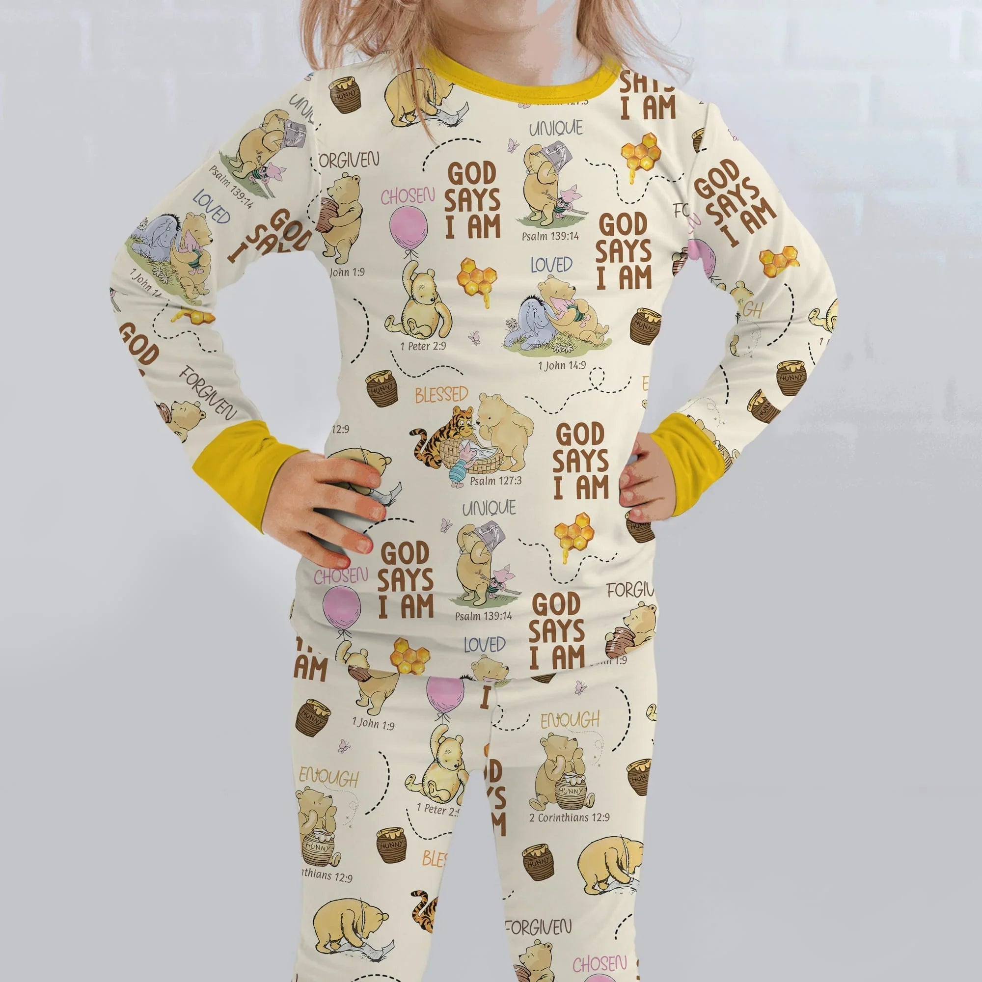 God Says I Am – Little Blessings Bamboo Two Piece Long Sleeve Pajama Set
