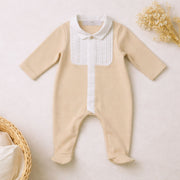 Arthur | Boys Beige & White Organic Cotton All-in-one