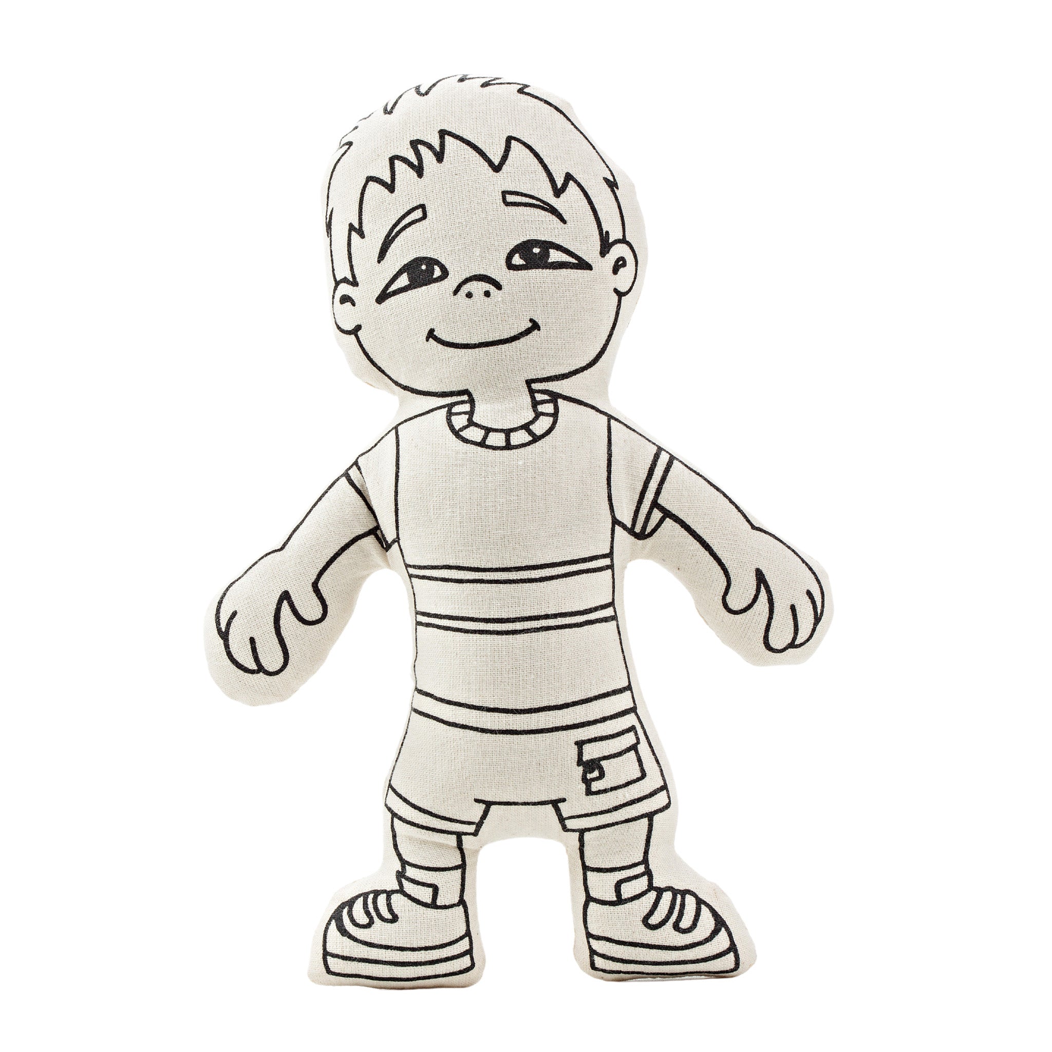 Kiboo Kids: Boy With Pocket Shorts - Colorable And Washable Doll For Creative Play