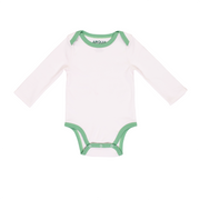 Long Sleeve Bodysuit In White With Grass Green