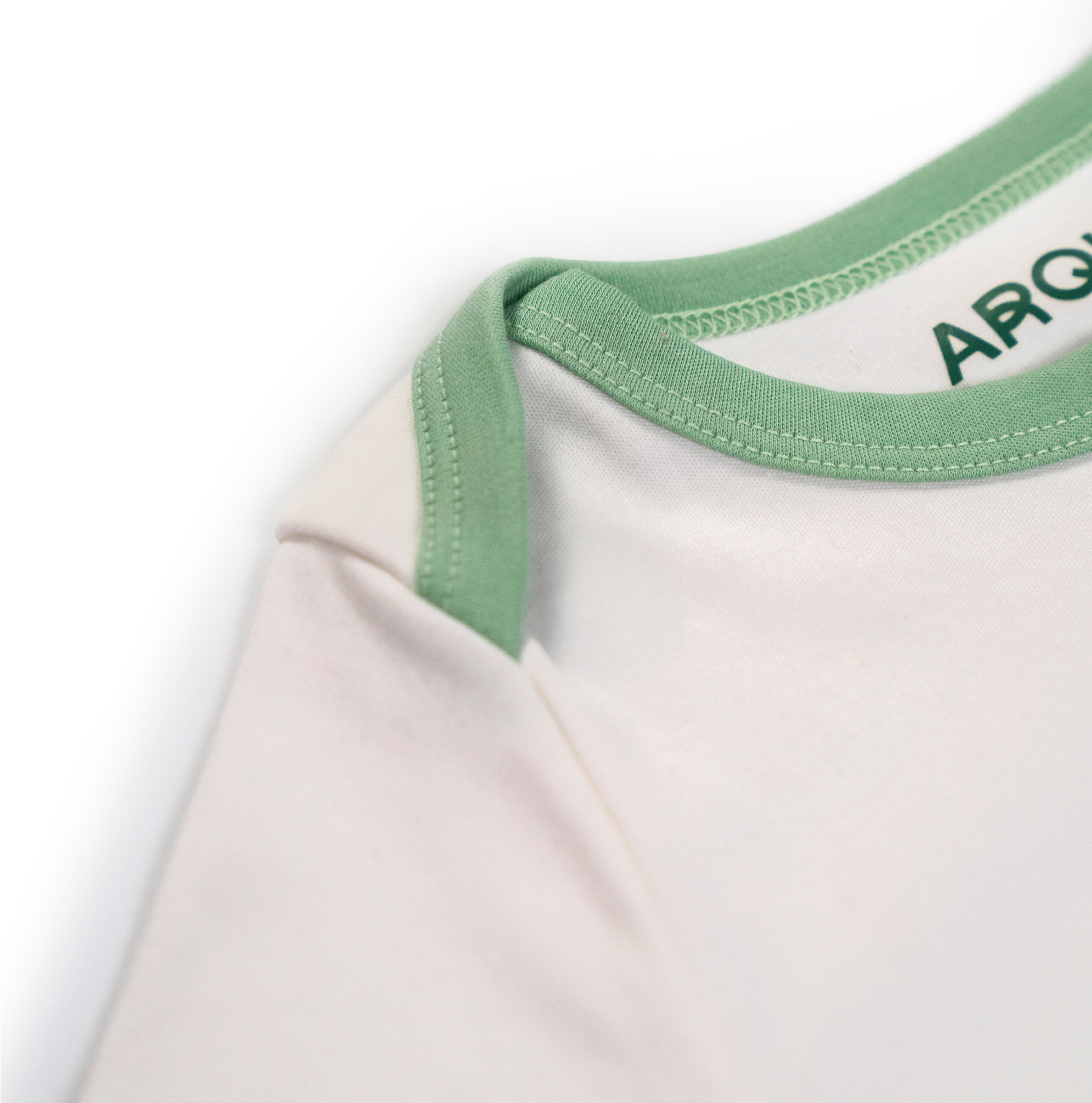 Long Sleeve Bodysuit In White With Grass Green