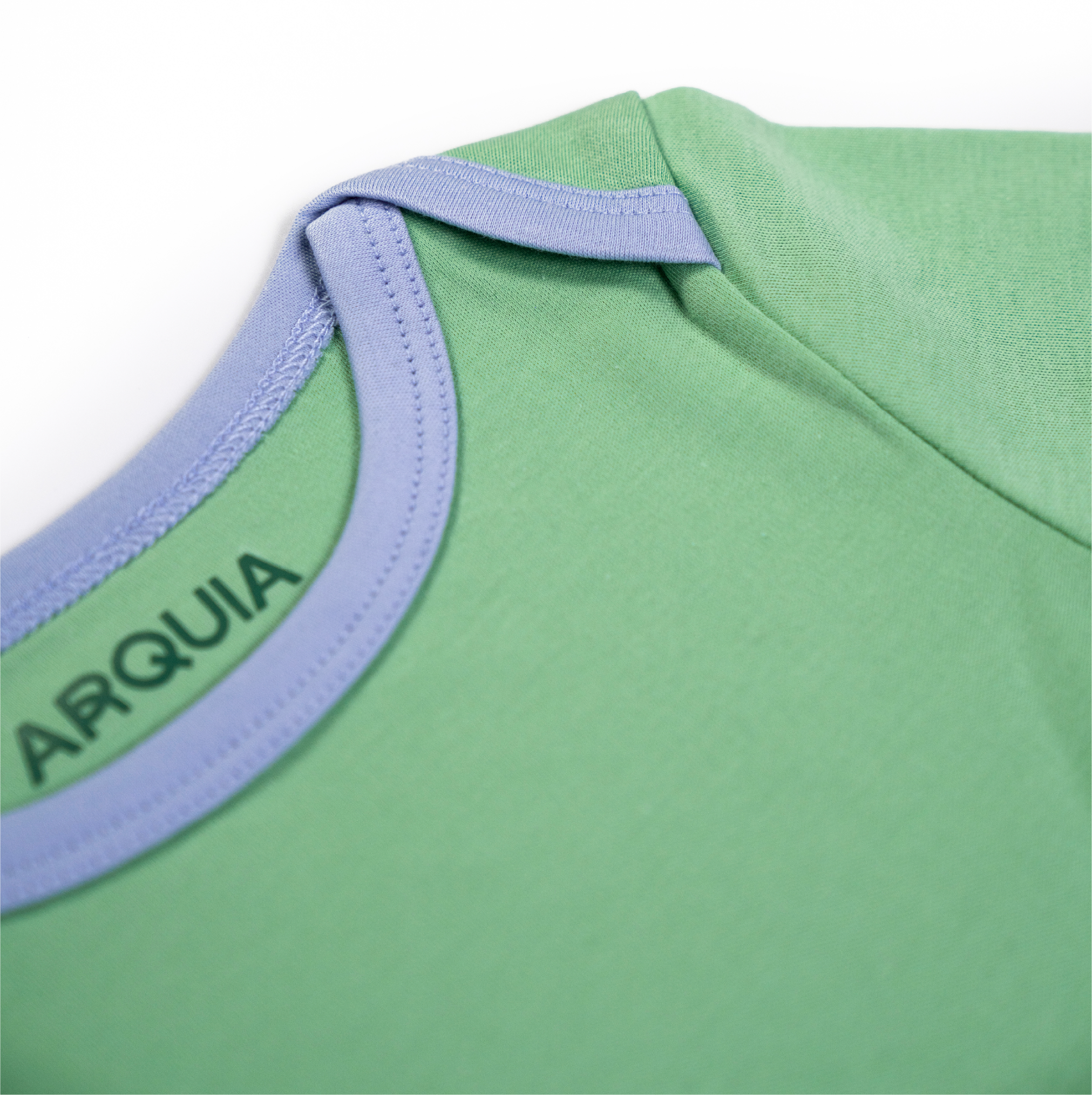 Long Sleeve Bodysuit In Grass Green With Blue