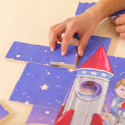 Magic Magnetic Wooden Puzzle With Cotton Bag - Astronaut In Space | Made In The Canada | Printed With Non-toxic Ink In The Usa 🇺🇸