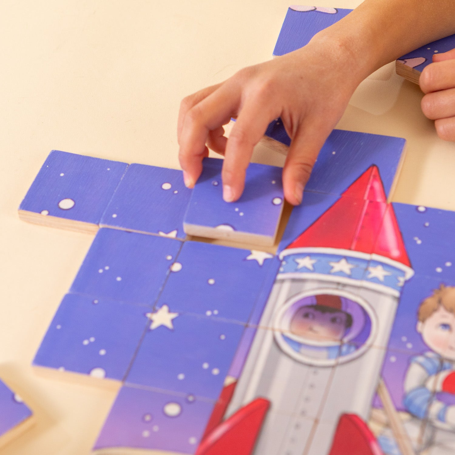 Magic Magnetic Wooden Puzzle With Cotton Bag - Astronaut In Space | Made In The Canada | Printed With Non-toxic Ink In The Usa 🇺🇸