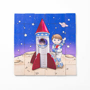 Magic Magnetic Wooden Puzzle With Cotton Bag - Astronaut In Space | Made In The Canada | Printed With Non-toxic Ink In The Usa 🇺🇸