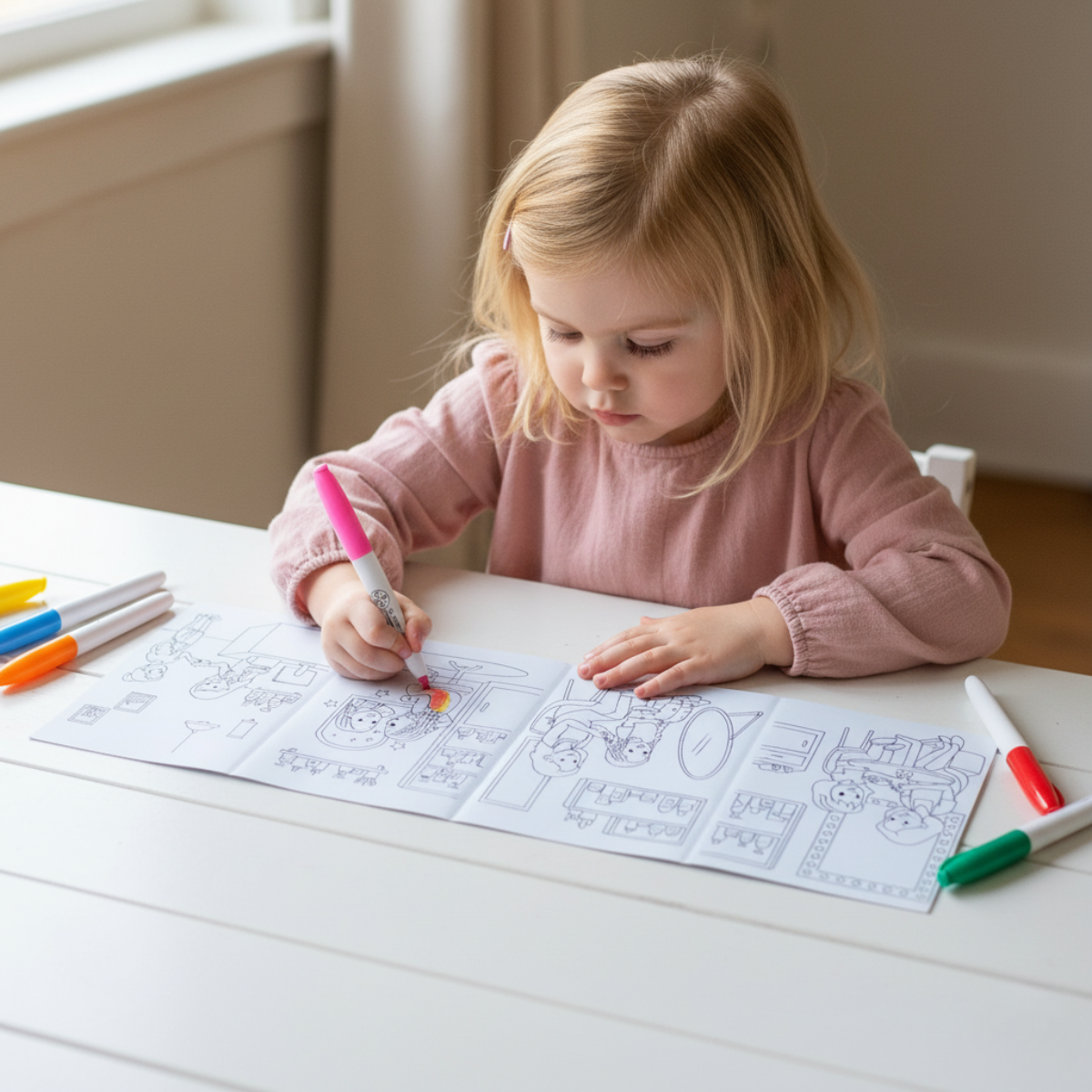 Reversible Foldable Opaque Silicone Coloring Mat & Markers Set - At The Beauty Salon