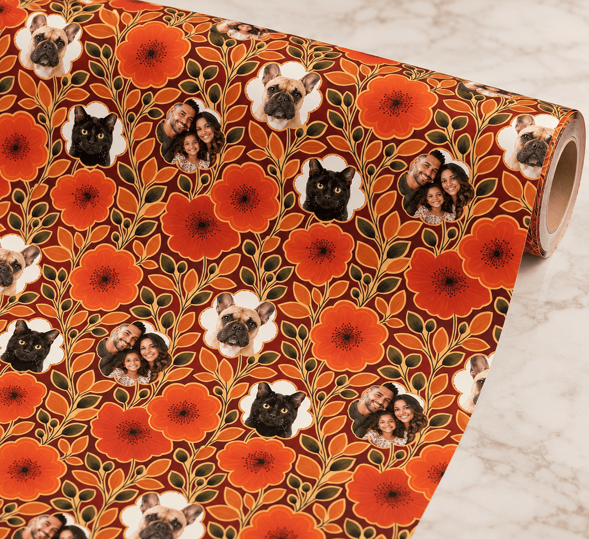 Personalized Amber Petal Radiance Wrapping Paper | Custom Gift Wrap