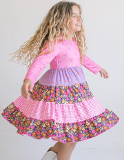 Avery Bright Pink Floral Long Sleeve Dress