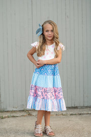 Avery Pink Blue Floral Dress