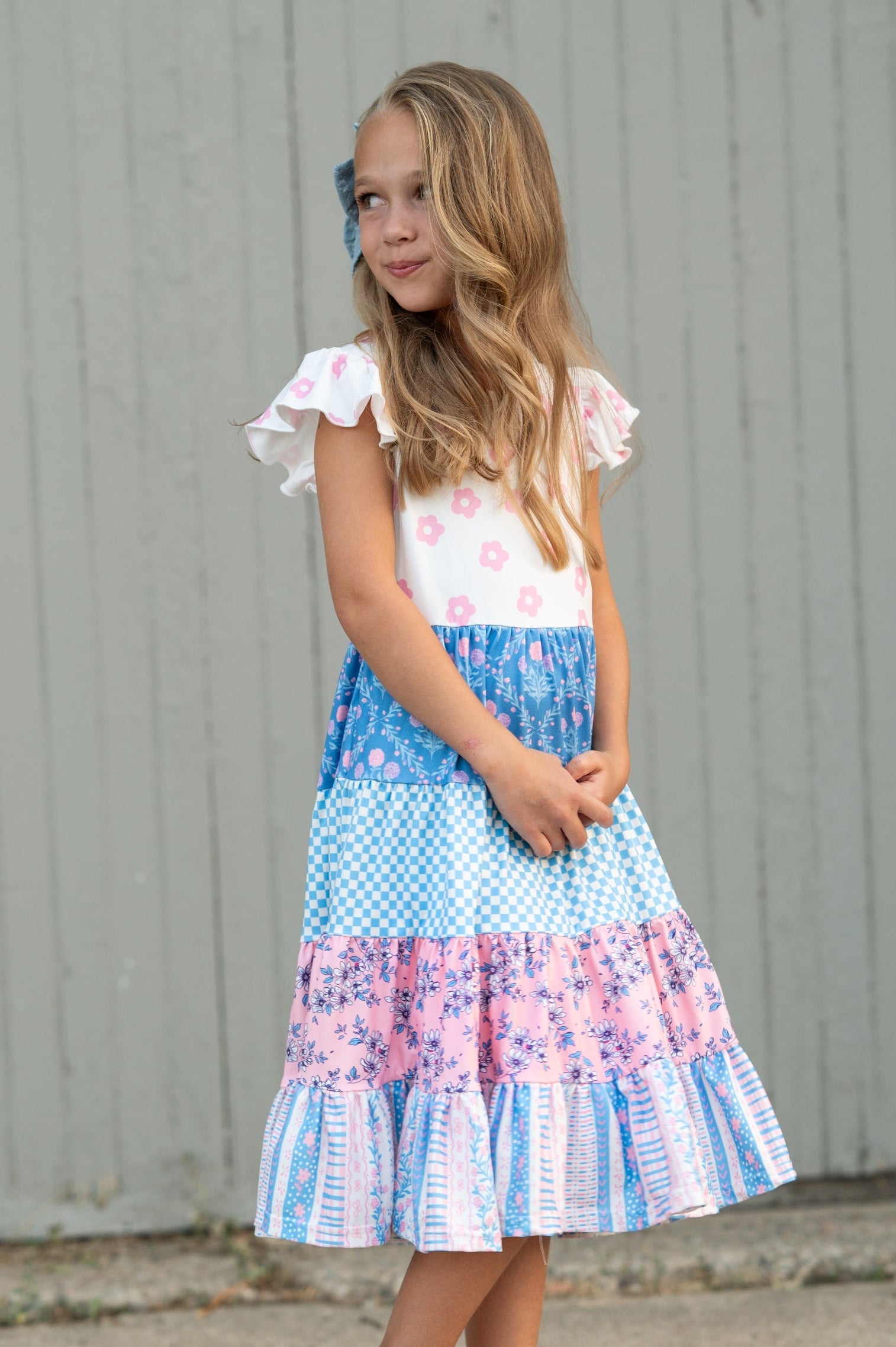 Avery Pink Blue Floral Dress