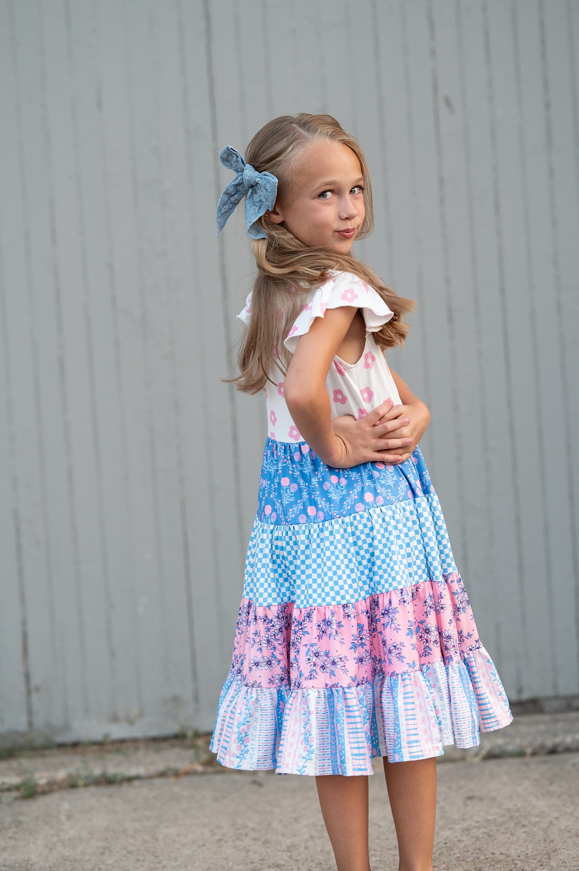 Avery Pink Blue Floral Dress