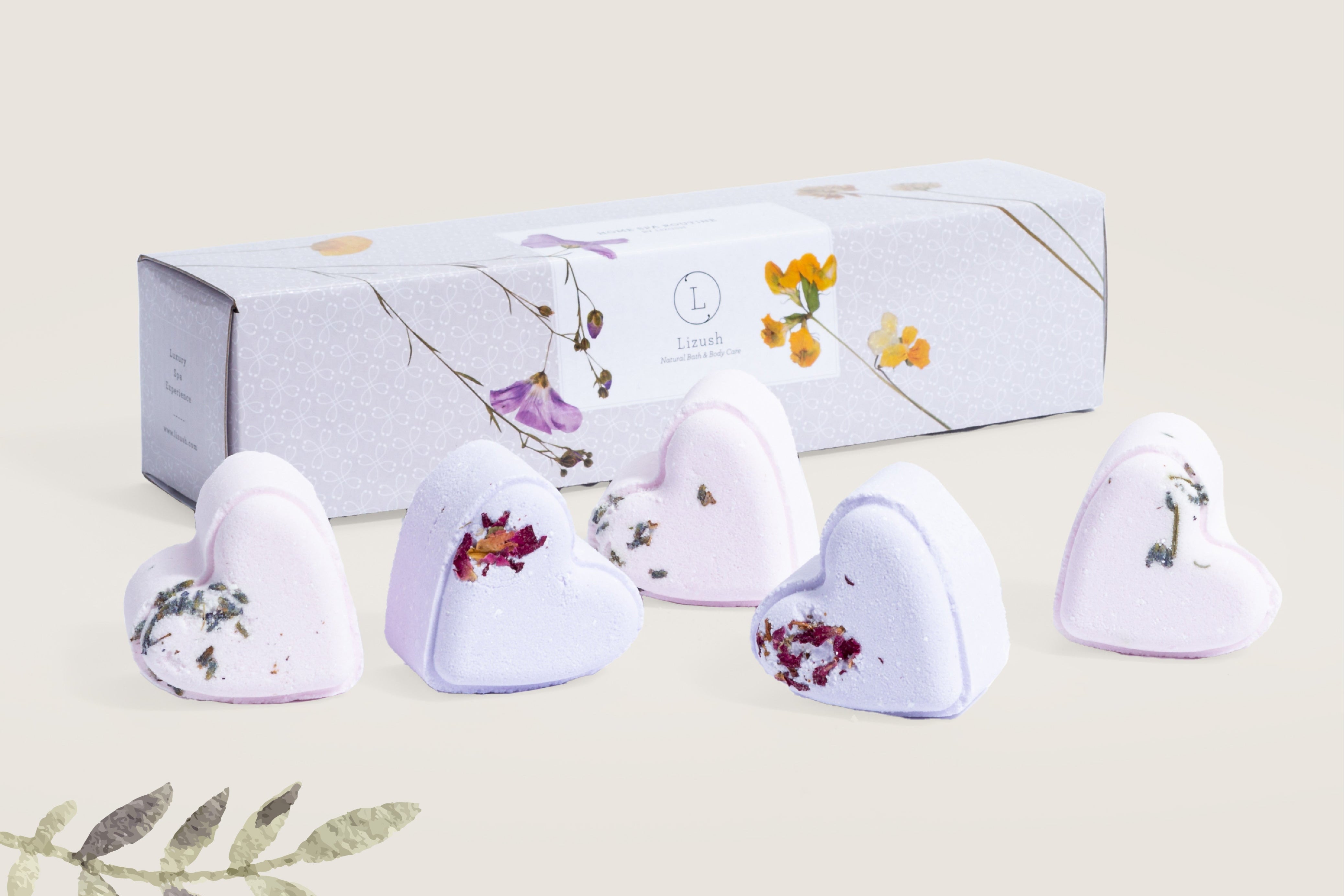 Set Of 5 Heart Shaped Shower Steamers Package  - In A Gift Box - Can Be Personalized
