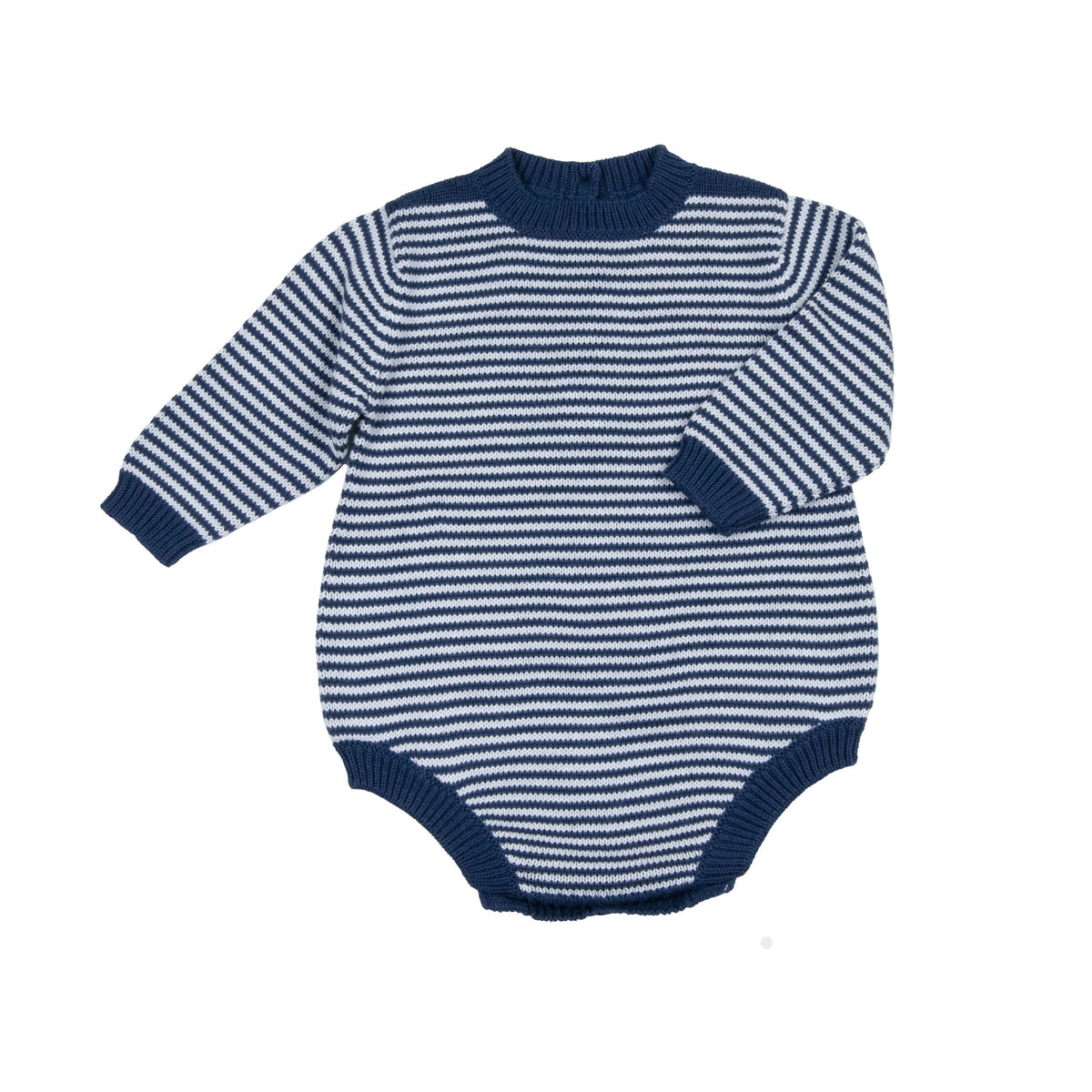 Baby Knit Romper — Navy Stripe