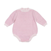 Baby Knit Romper — Pink Stripe