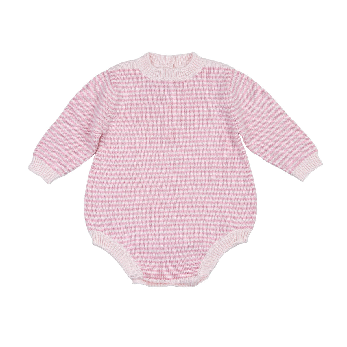 Baby Knit Romper — Pink Stripe